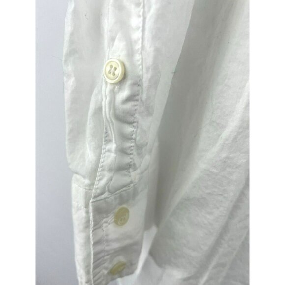 J Crew Women's Blouse Size Medium White Pullover 100% Cotton Roll Tab Sleeves - Picture 7 of 9